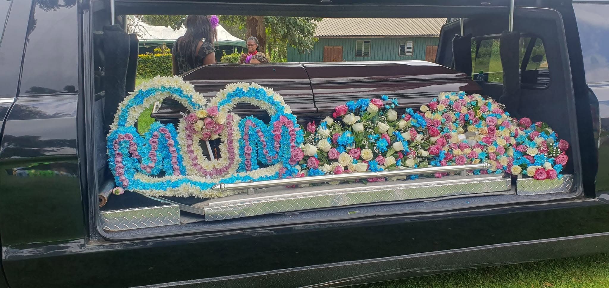 Perozie hearse at State reception with military honor guard